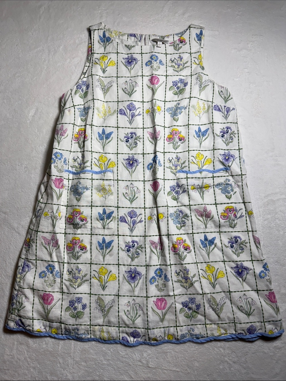 crown & ivy White Floral Linen Blend Mini Dress with Multicolor Blooms
